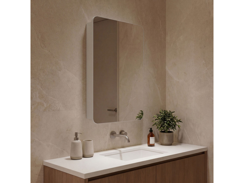 Badezimmerschrank mit Spiegel „Orbit 50“ – 50 x 16 x 71 cm – Weiß