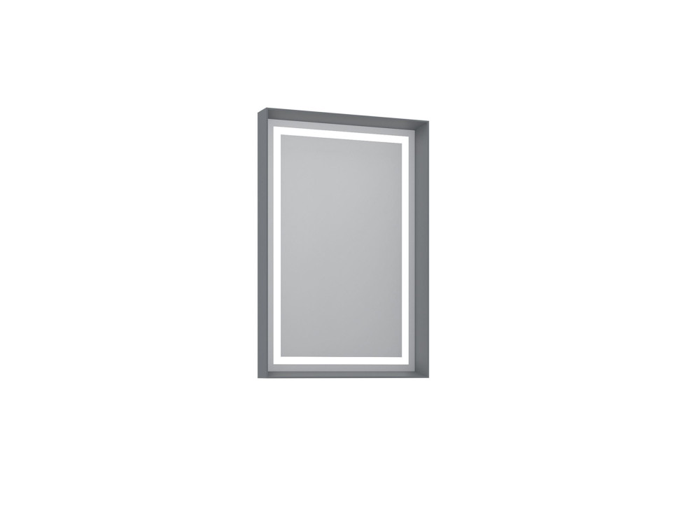 Dekorativer Holzspiegel „Craft 60 x 90 v2“ – 60 x 10 x 90 cm – Mattgrau