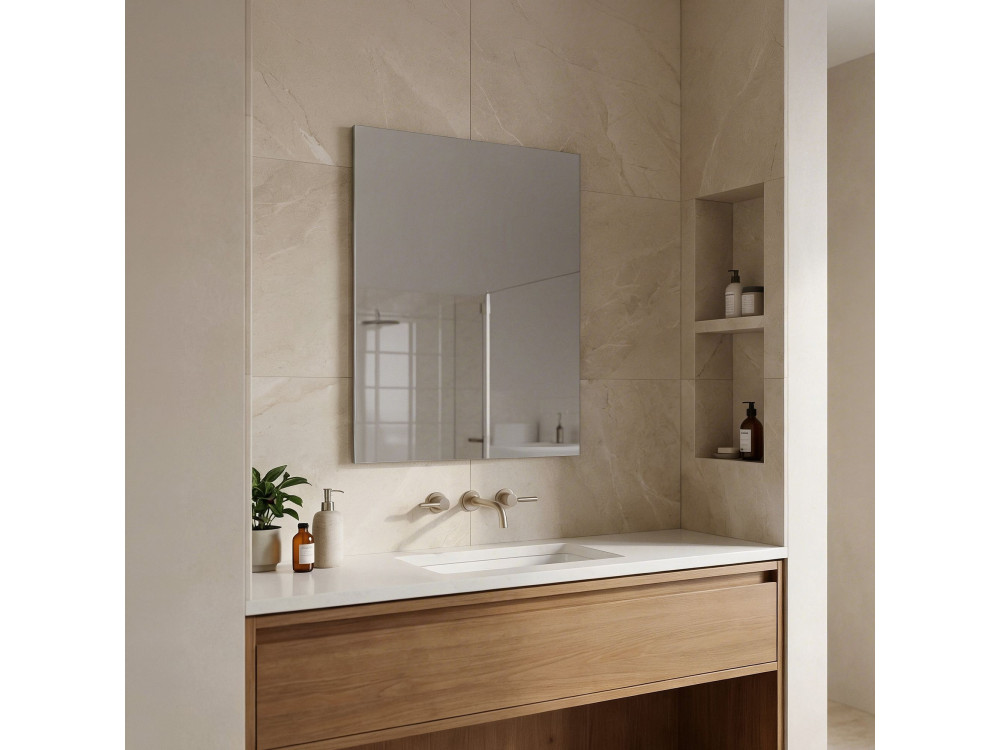 Dekorativer Holzspiegel „Desna 50“ – 55 x 2 x 64 cm – transparent