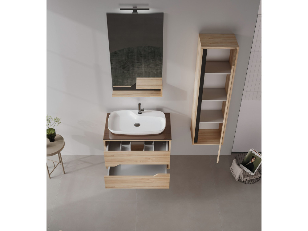 Dekorativer Holzspiegel „Galia 60“ – 60 x 14 x 100 cm – Eiche