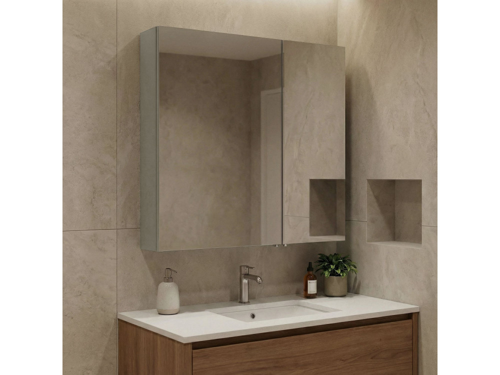 Badezimmerschrank mit Spiegel „Bari 60“ – 60 x 16 x 66 cm – Matt-Cashmere