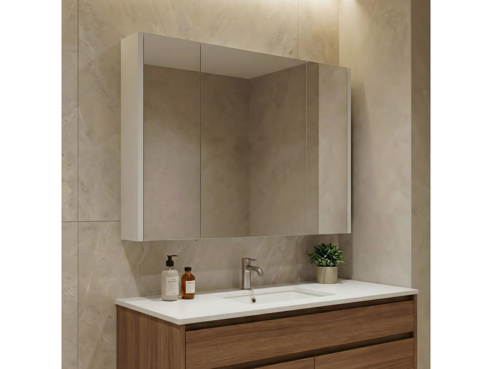Badezimmerschrank mit Spiegel „Arno 100“ – 100 x 16 x 66 cm – Cashmere