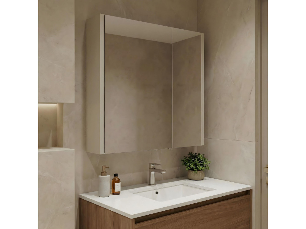 Badezimmerschrank mit Spiegel „Arno 60“ – 60 x 16 x 66 cm – Cashmere