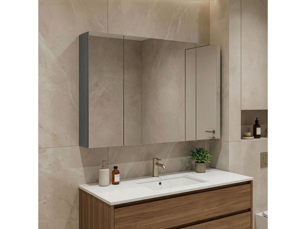 Badezimmerschrank mit Spiegel „Bari 100“ – 97 x 16 x 66 cm – Anthrazit matt