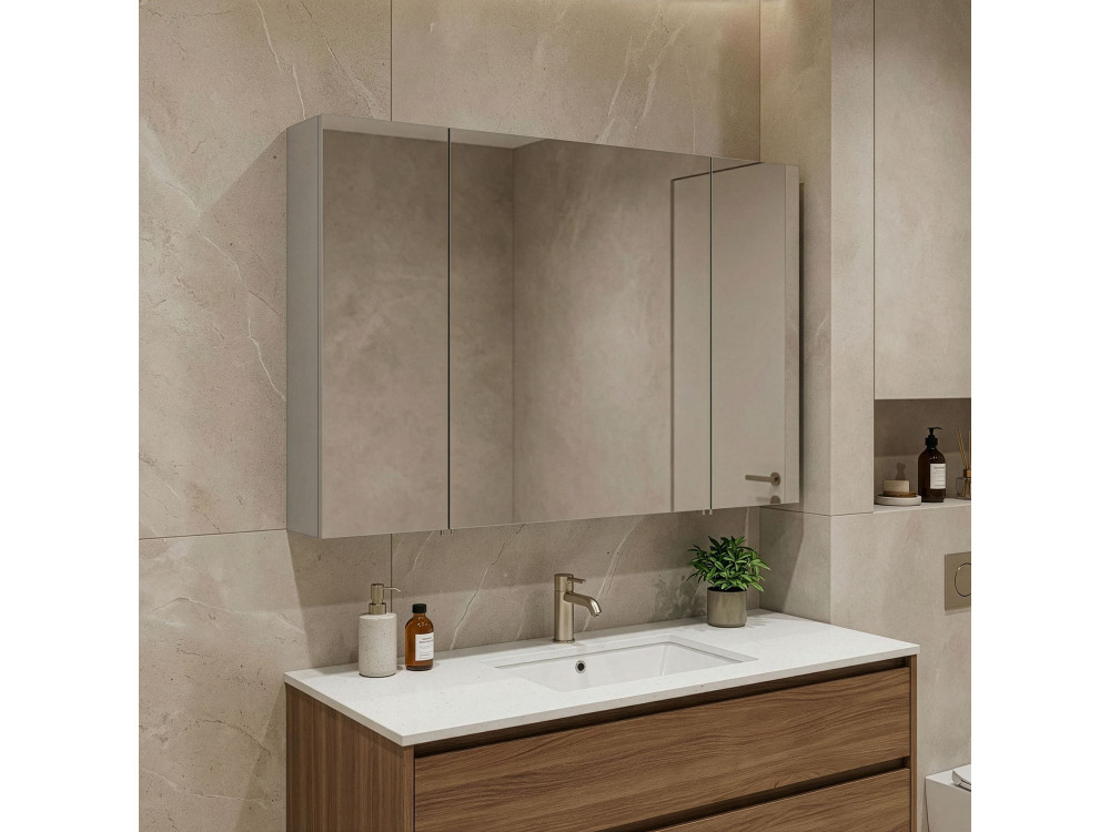 Badezimmerschrank mit Spiegel „Bari 100“ – 97 x 16 x 66 cm – Matt-Kaschmir