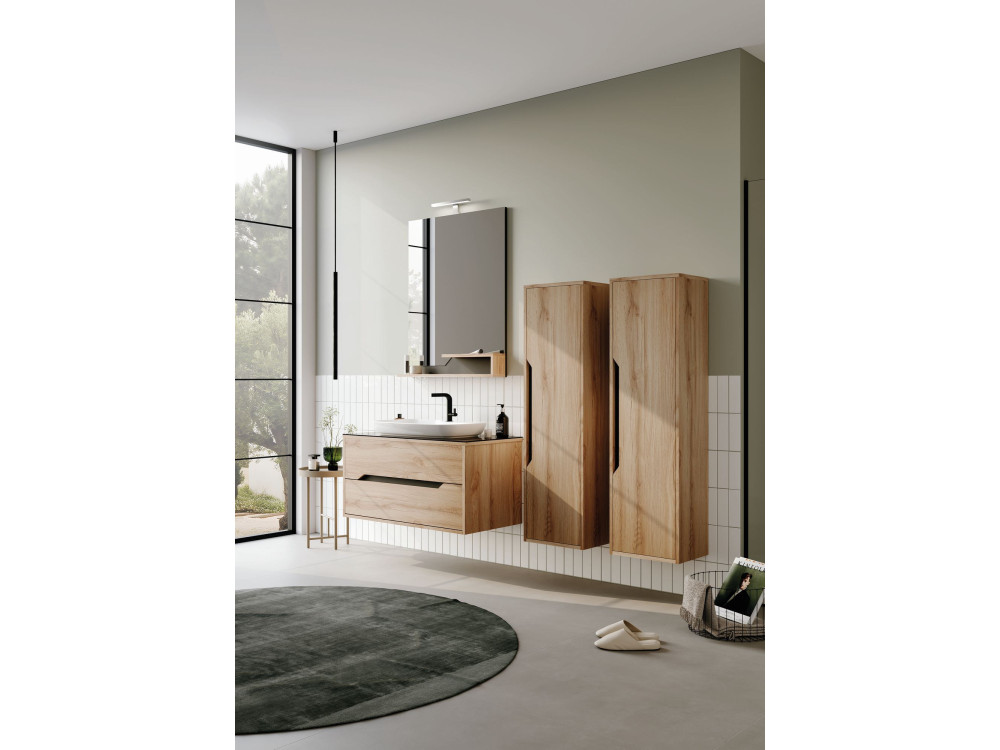 Dekorativer Holzspiegel „Galia 80“ – 60 x 14 x 100 cm – Eiche