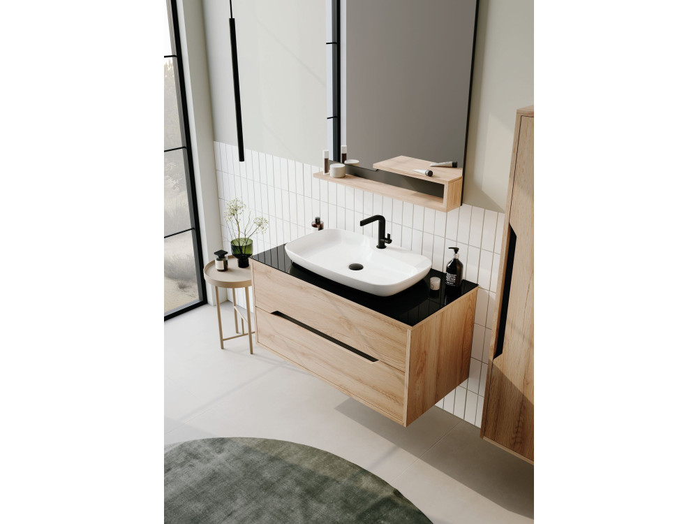 Dekorativer Holzspiegel „Galia 80“ – 60 x 14 x 100 cm – Eiche
