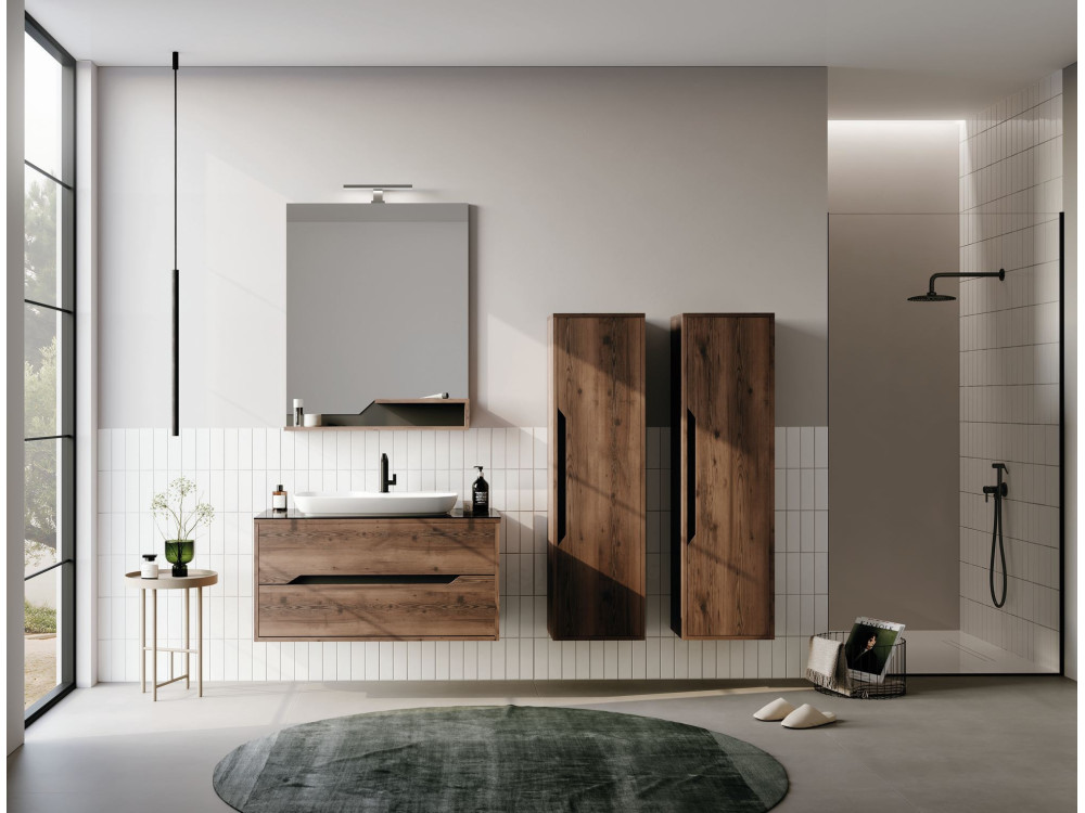 Dekorativer Holzspiegel „Galia 80“ – 60 x 14 x 100 cm – Dark Walnut