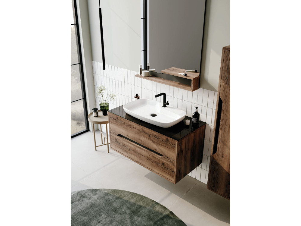 Dekorativer Holzspiegel „Galia 80“ – 60 x 14 x 100 cm – Dark Walnut