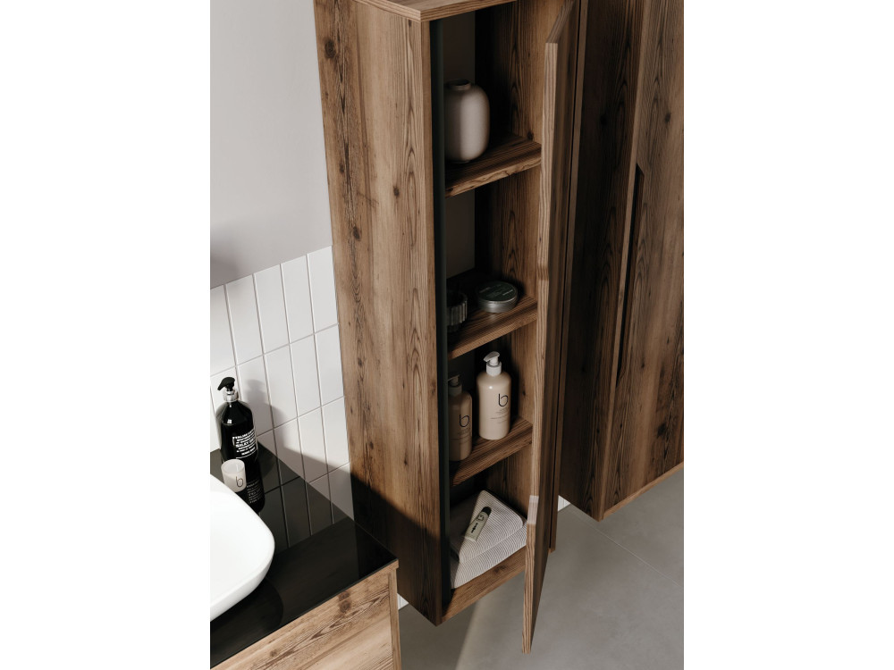 Badezimmerschrank „Galia 40“ – 40 x 30 x 138 cm – Dark Walnut