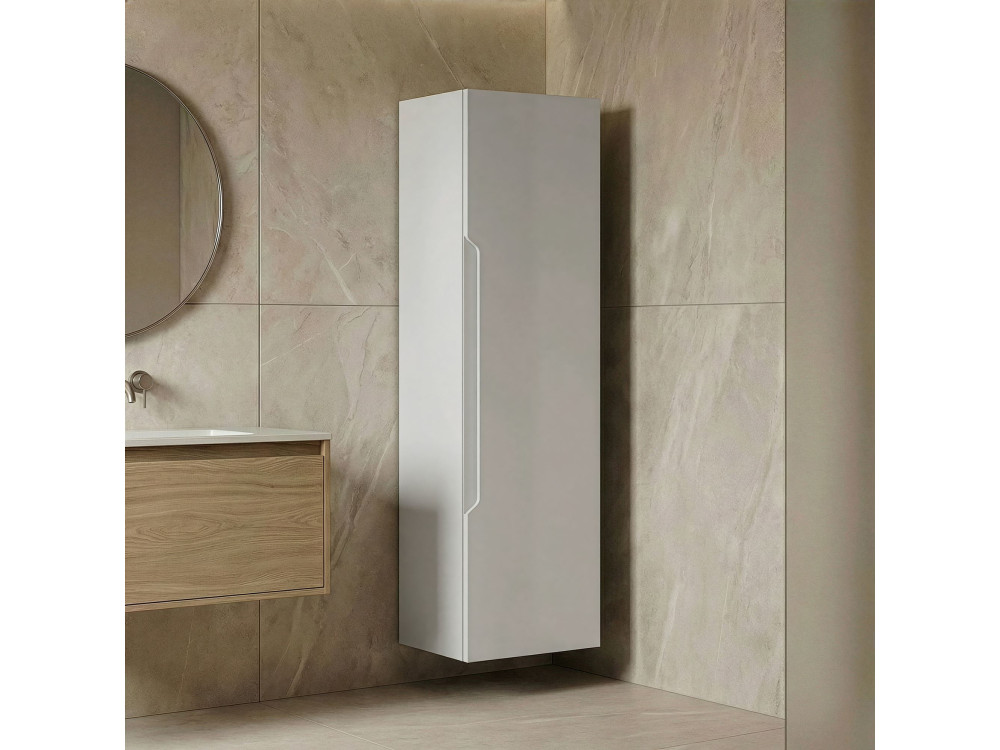 Badezimmerschrank „Messina 40“ – 40 x 32 x 138 cm – Mattweiß