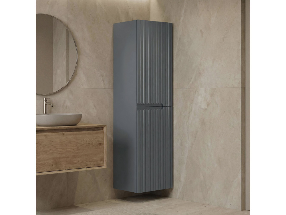 Badezimmerschrank „Moonlight 40“ – 40 x 27 x 138 cm – Mattgrau