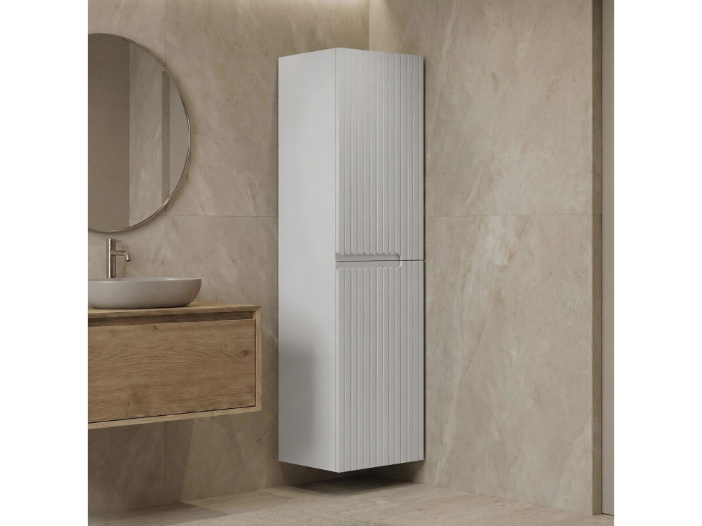 Badezimmerschrank „Moonlight 40“ – 40 x 27 x 138 cm – Mattweiß