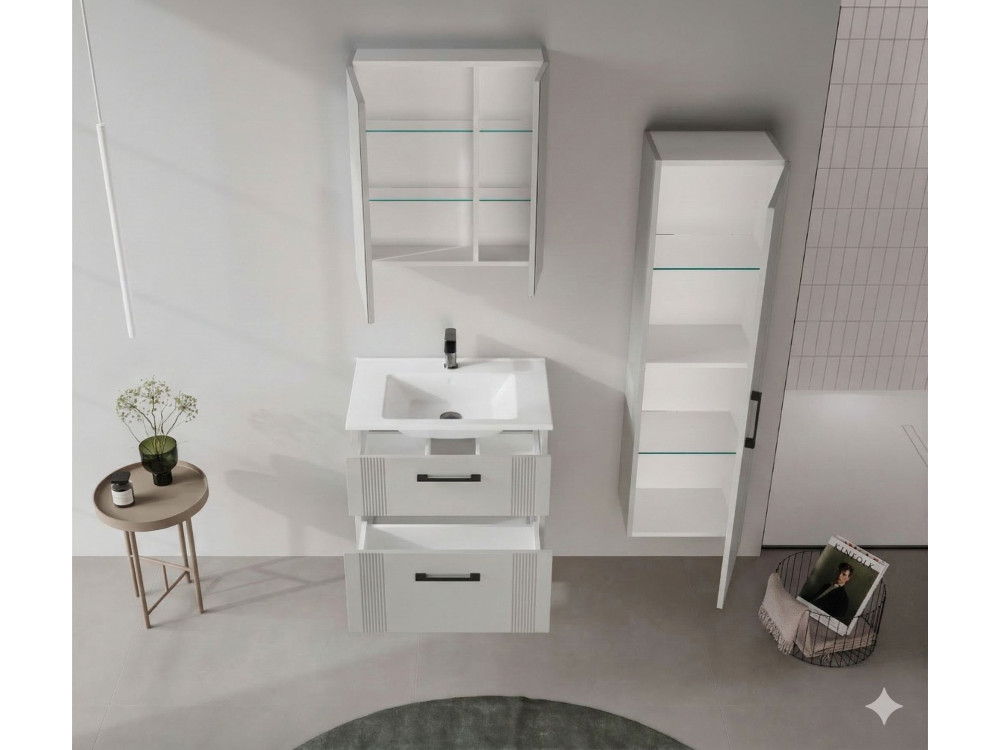 Badezimmerschrank „Bari 40“ – 40 x 32 x 138 cm – Matt-Kaschmir