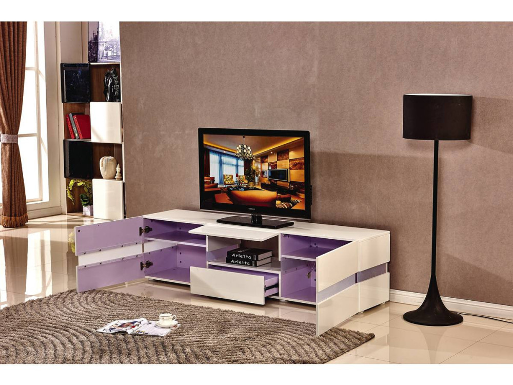 TV-Möbel mit LED "Vida" - 177 x 39 x 45 cm - Weiß lackiert
