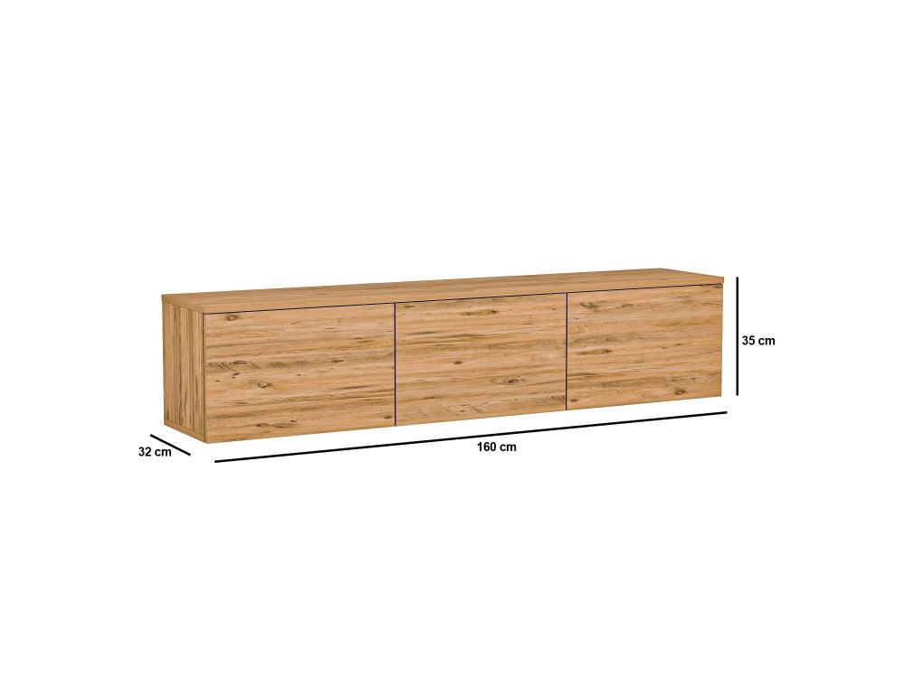 Hänge-TV-Möbel aus Holz mit LED-Beleuchtung "Neon" - 160 x 32 x 35 cm - Hellbraun