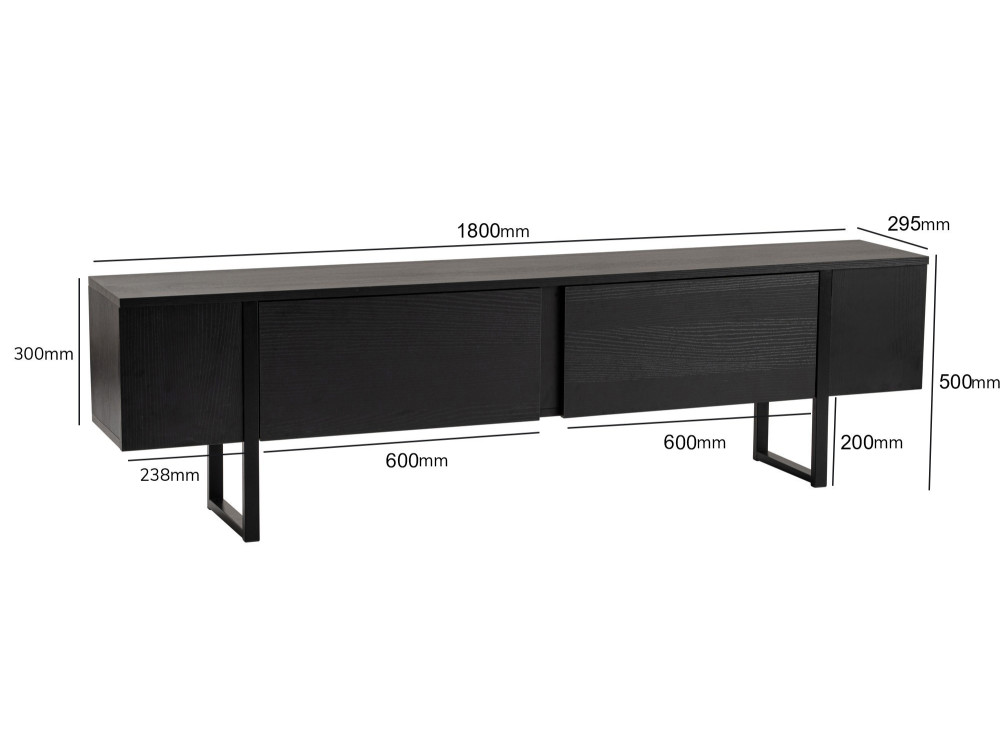 TV-Möbel aus Holz "Serenity" - 180 x 29 x 50 cm - Schwarz