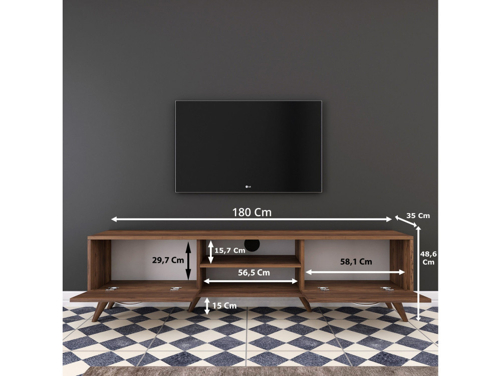 TV-Möbel aus Holz "Atik" - 180 x 35 x 48 cm - Braun