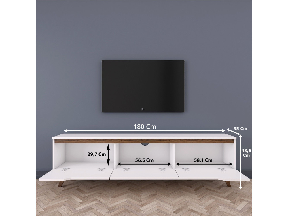 TV-Möbel aus Holz "Digi" - 180 x 35 x 48 cm - Braun