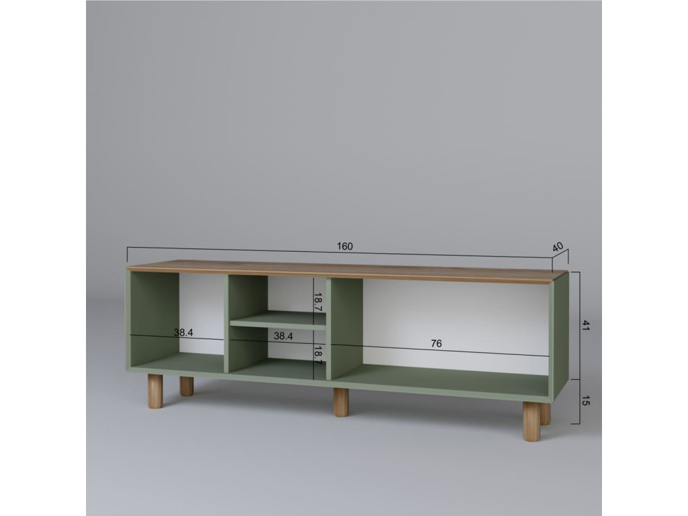 TV-Möbel aus Holz "Mia" - 160 x 40 x 56 cm - Grün