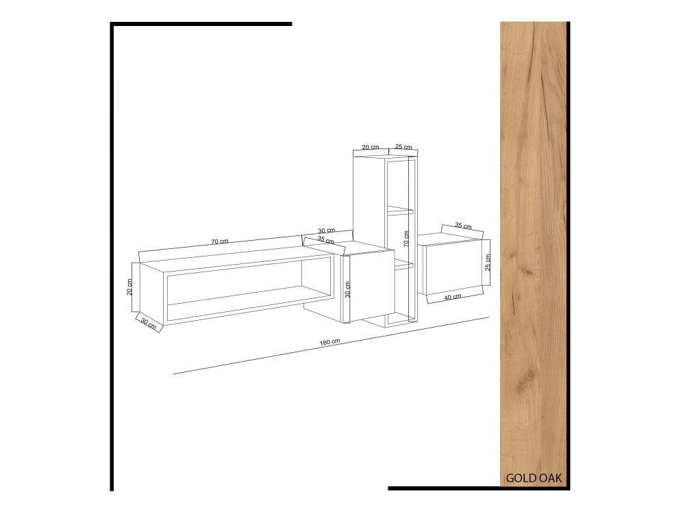 TV-Möbel aus Holz "Kumkuat" - 160 x 35 x 70 cm - Braun