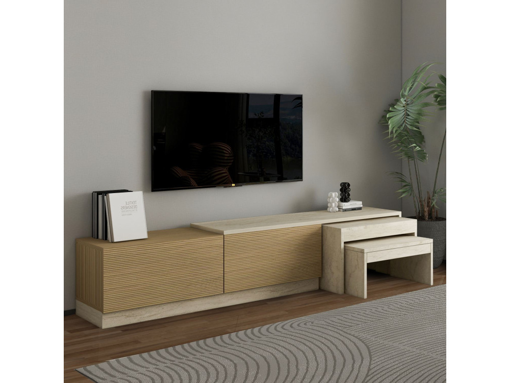 TV-Möbel aus Holz "Nest" - 180 x 30 x 36 cm - Beige
