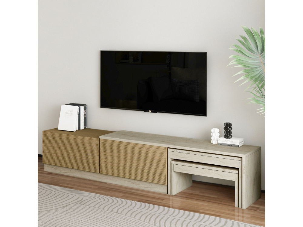TV-Möbel aus Holz "Nest" - 180 x 30 x 36 cm - Beige
