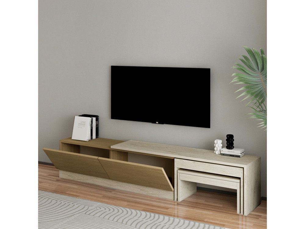 TV-Möbel aus Holz "Nest" - 180 x 30 x 36 cm - Beige