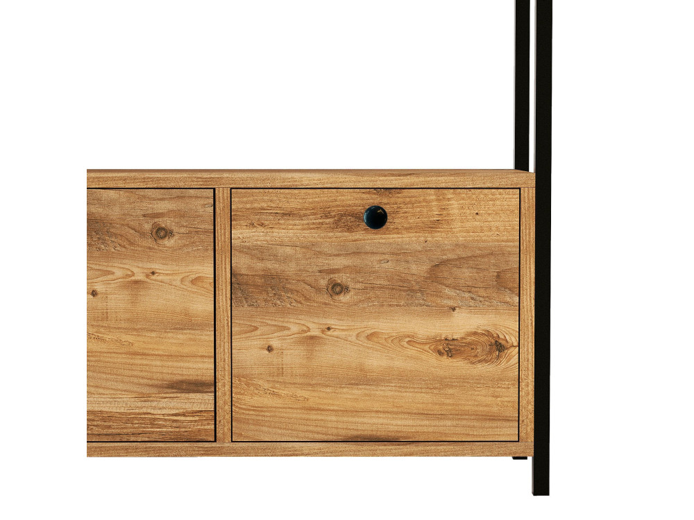 Sideboard „Nero“ aus Holz – 120 x 30 x 75 cm – Schwarze Atlantische Kiefer