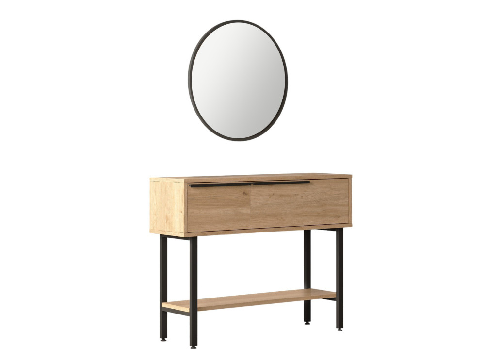 Konsole mit Holzspiegel "Calvin" - 100 x 30 x 76 cm - Braun