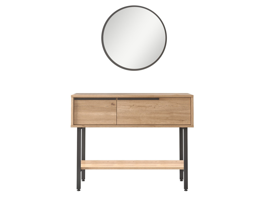 Konsole mit Holzspiegel "Calvin" - 100 x 30 x 76 cm - Braun