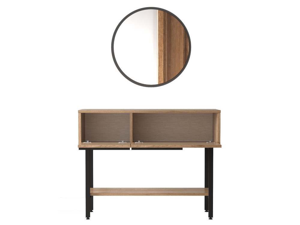 Konsole mit Holzspiegel "Calvin" - 100 x 30 x 76 cm - Braun