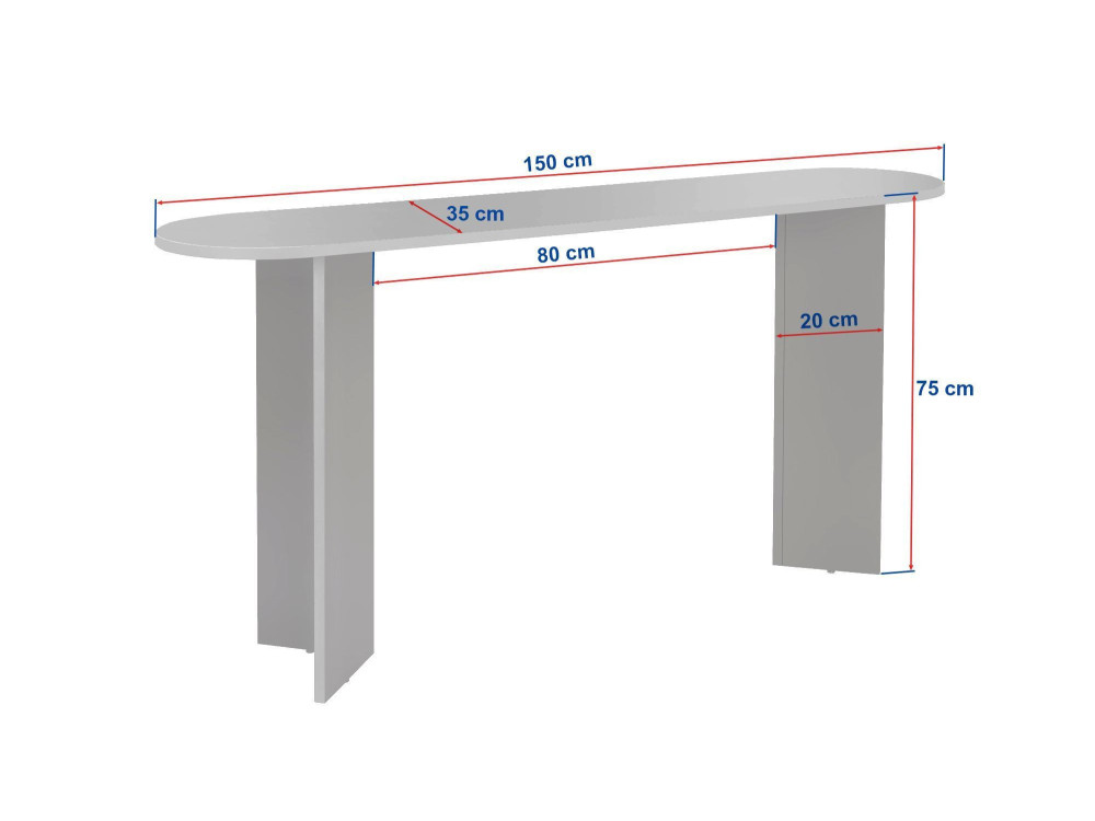 Holzkonsole "Sira" - 150 x 35 x 75 cm - Travertin