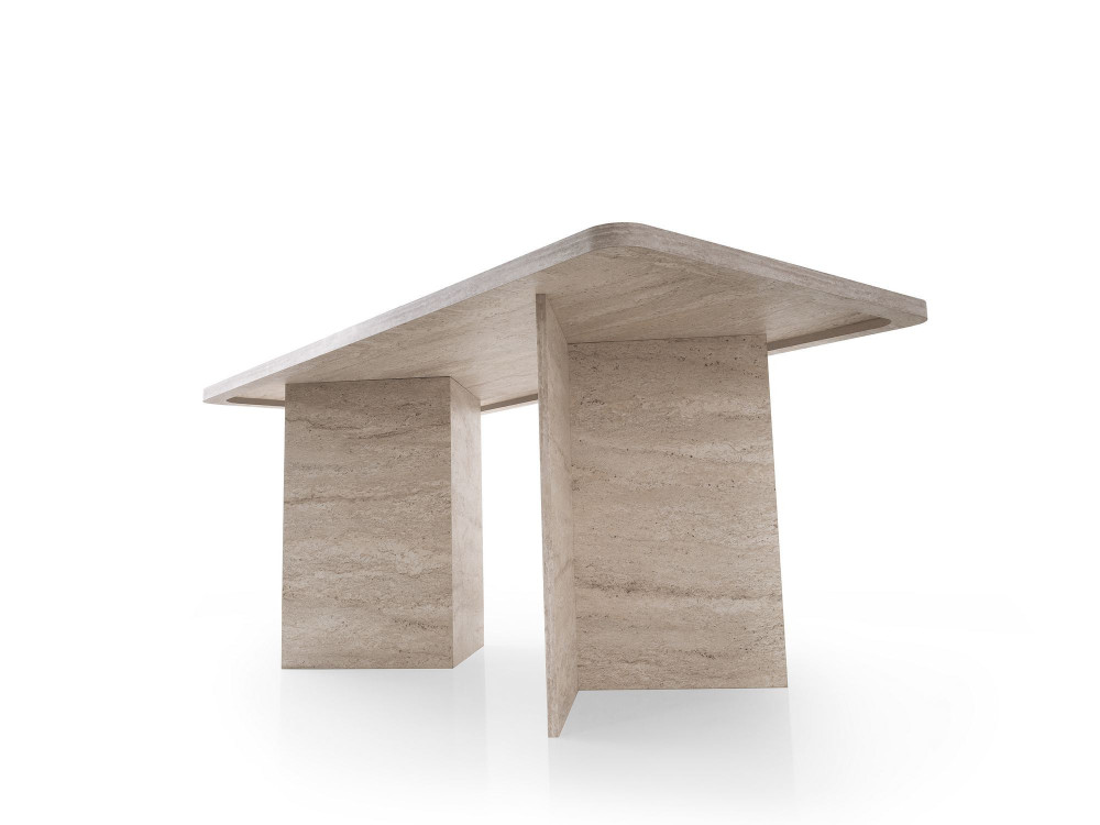 Esstisch aus Holz "Lizzard" 180 x 90 x 77 cm - Travertin