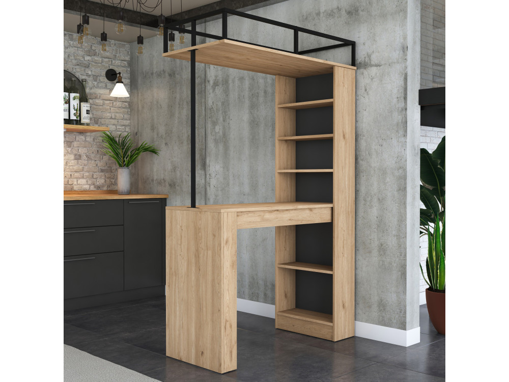 Esstisch mit Holzregalen "Jacob" - 120 x 56 x 199 cm - Braun