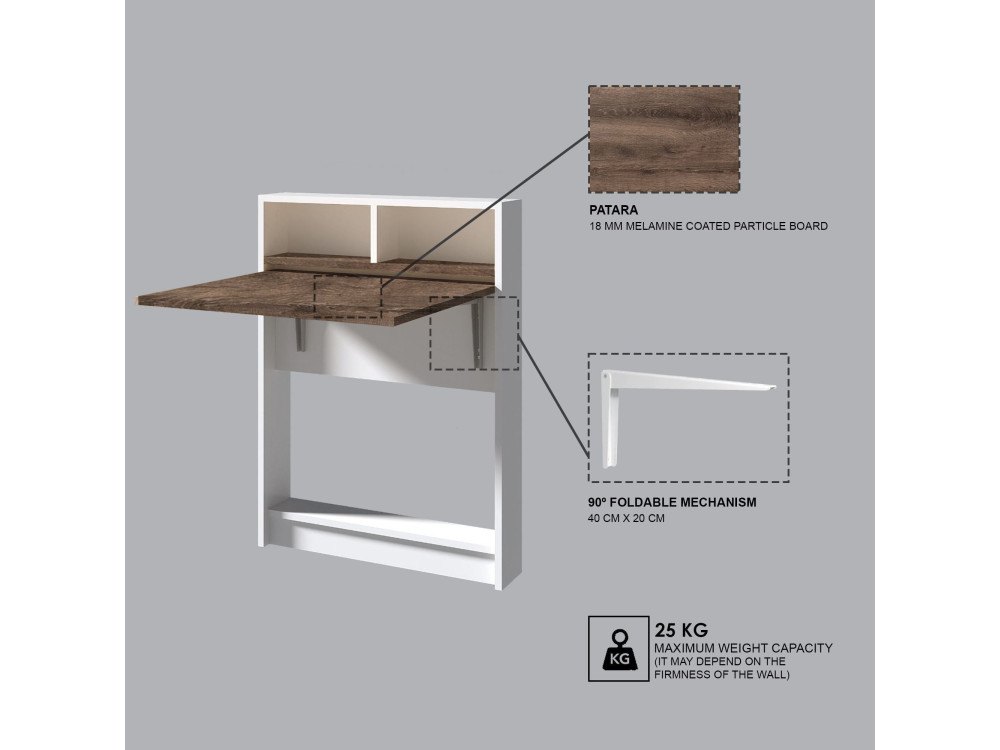 Klappbarer Esstisch aus Holz "Bracked" - 70 x 15 x 96 cm - Beige