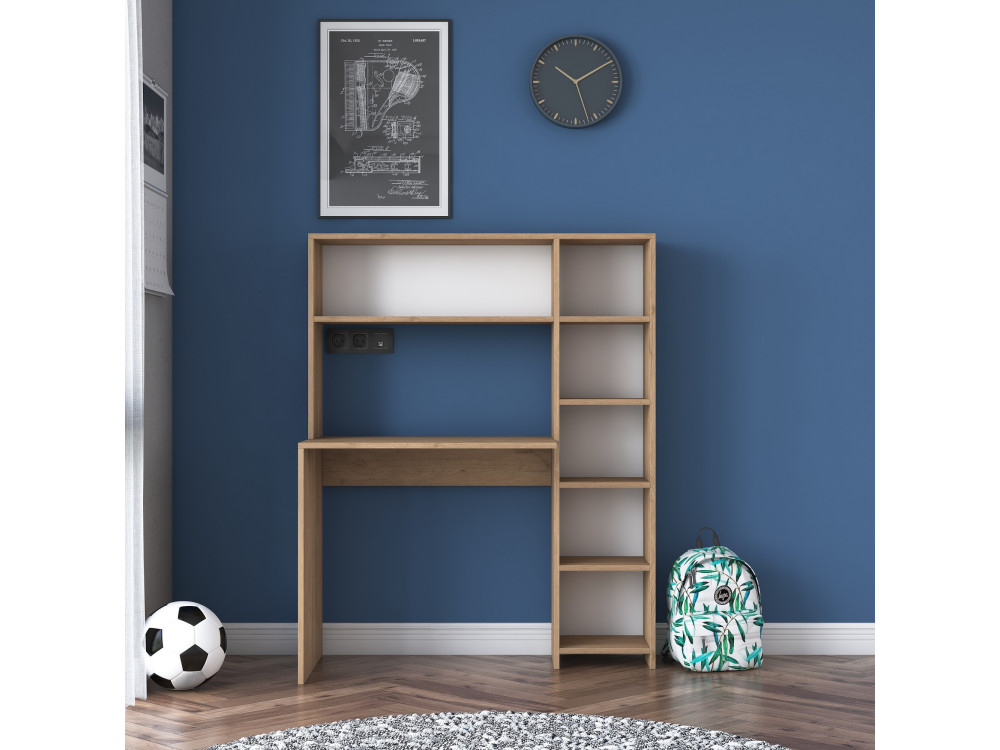 Holzschreibtisch "Haham" 113 x 40 x 142 cm - Eiche