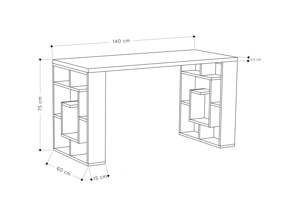 Holzschreibtisch "Maze" 140 x 60 x 75 cm - Weiß