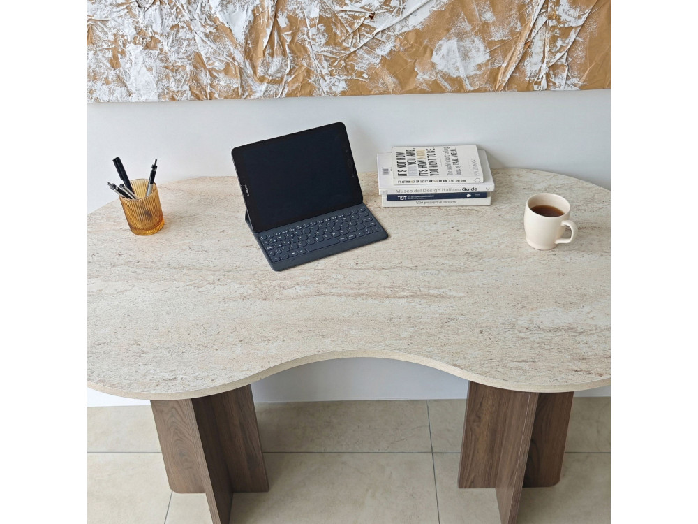 Holzschreibtisch "Infini" - 120 x 60 x 75 cm - Travertin