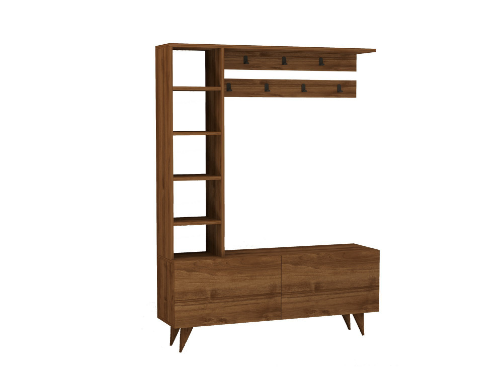 Holz-Flurkommode „Hale“ – 120 x 32 x 161 cm – Nussbaum
