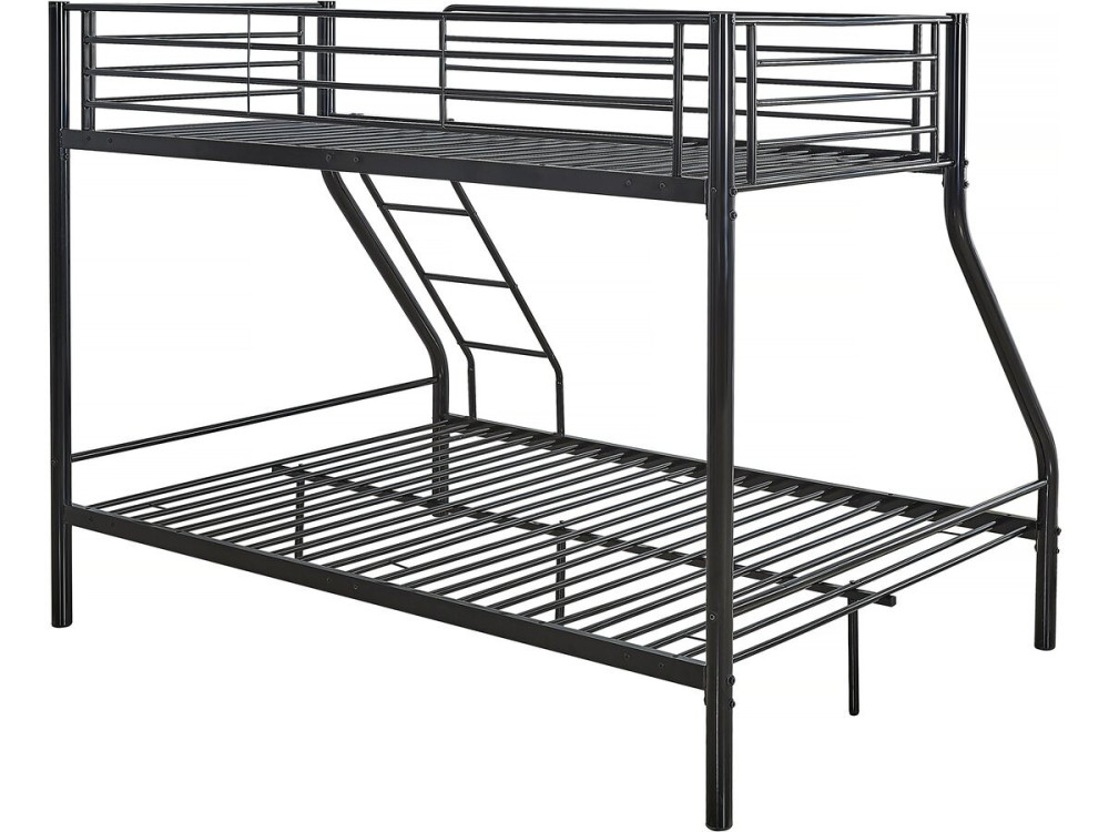 Etagenbett aus Metall "Leo" einschließlich Lattenrosten  - 90/140 x 190 cm - Schwarz