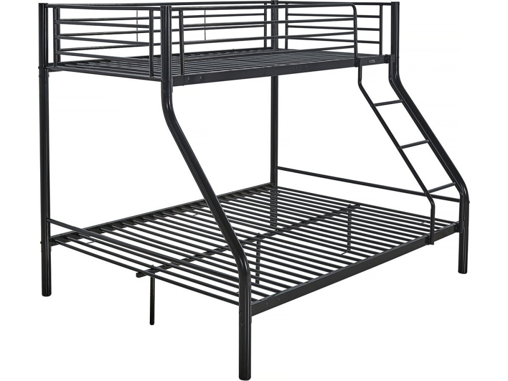 Etagenbett aus Metall "Leo" einschließlich Lattenrosten  - 90/140 x 190 cm - Schwarz