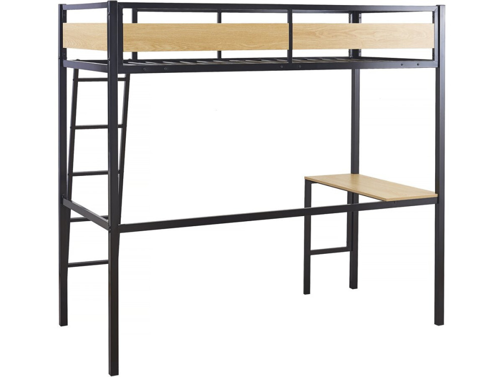 Hochbett mit Schreibtisch "Ethan" - 90 x 190 cm - Schwarz