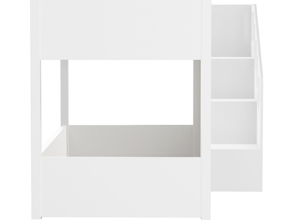 Holz-Etagenbett mit Treppe und Stauraum „Léana“ – 90 x 190 cm – Weiß