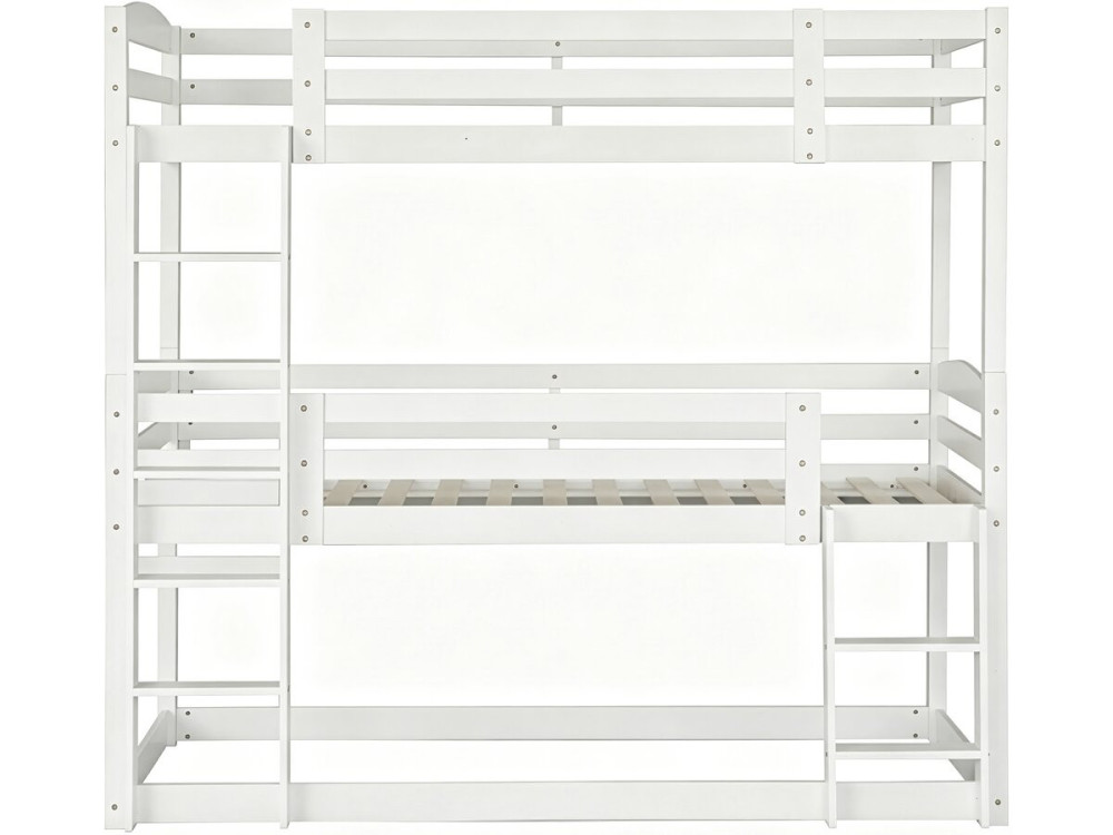 Holz-Etagenbett mit Treppe „Sephora“ – 90 x 190 cm – Weiß