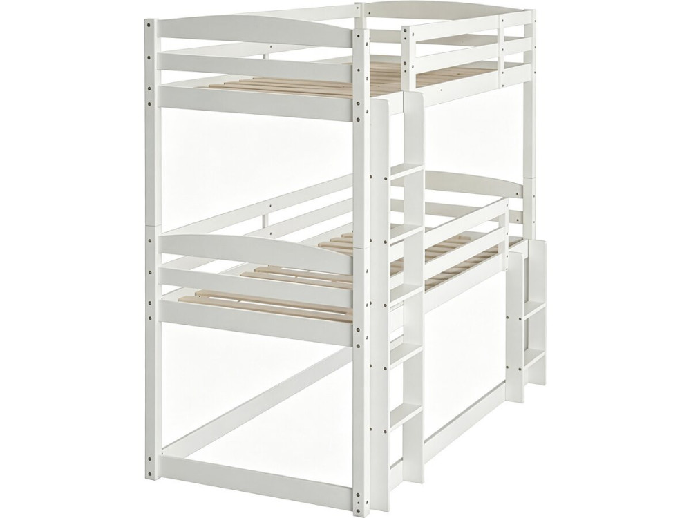 Holz-Etagenbett mit Treppe „Sephora“ – 90 x 190 cm – Weiß