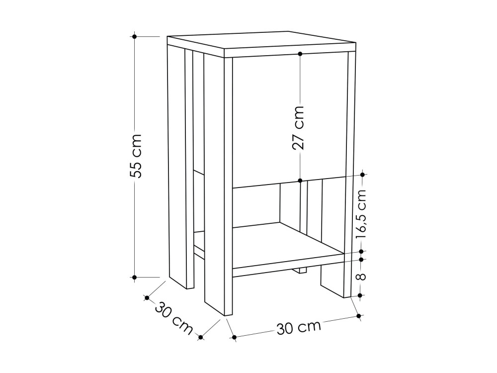 Nachttisch aus Holz "Ema" - 30 x 30 x 55 cm - Travertin