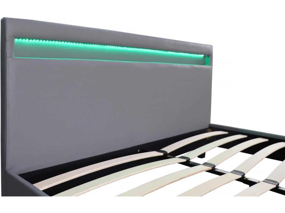 Doppelbett mit LED "Maria"  - 160 x 200 cm - Grau