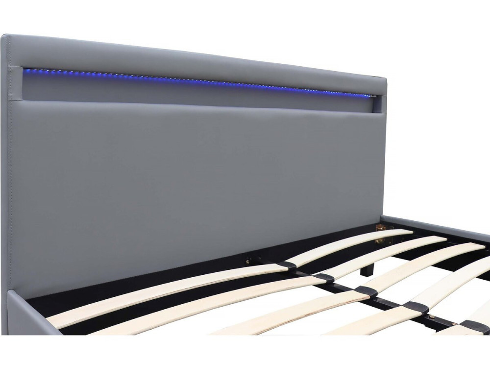 Doppelbett mit LED "Maria"  - 160 x 200 cm - Grau
