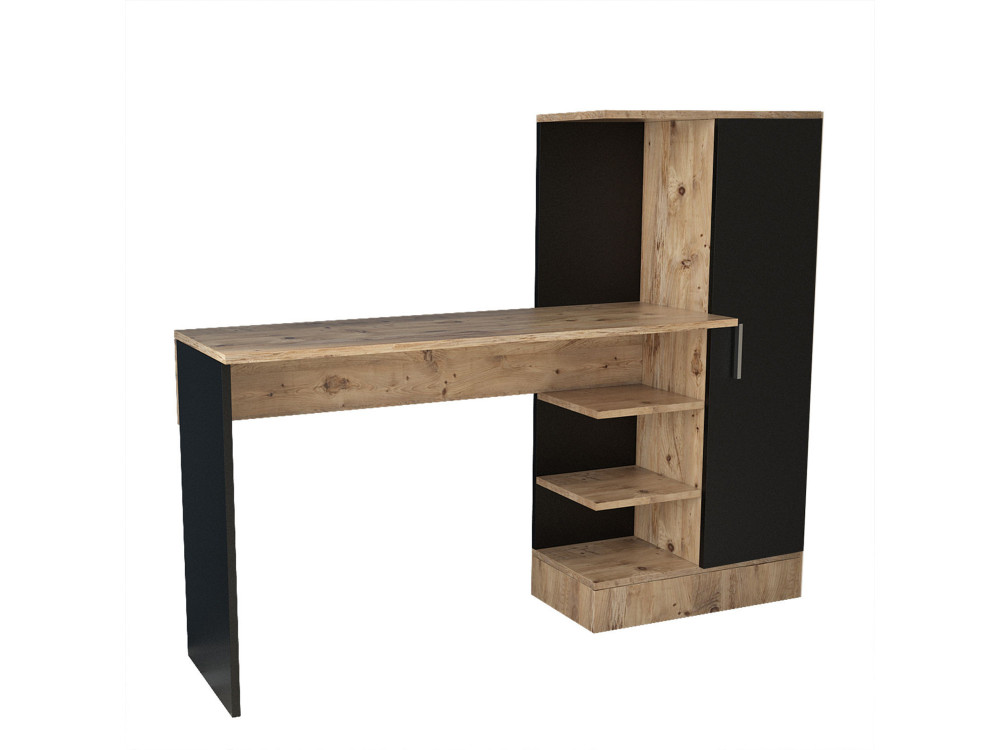 Holzschreibtisch "CT2" - 152 x 40 x 120 cm - Atlantikkiefer Schwarz